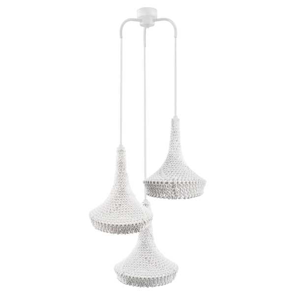 Pleciona lampa wisząca Mahaka 5177 Shilo ażurowa potrójna biała