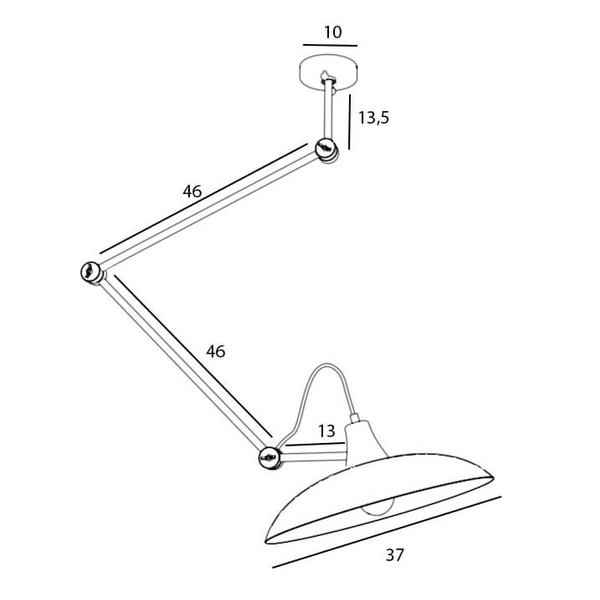 Sufitowa lampa na wysięgniku MELOS 808PL_G25 Aldex kobaltowy