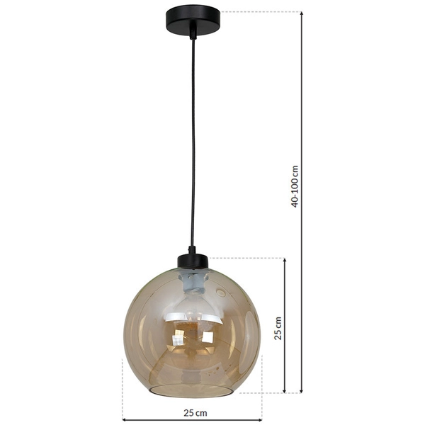 Loftowa LAMPA wisząca SOFIA MLP6578 Milagro szklana OPRAWA skandynawski ZWIS kula czarna bursztynowa