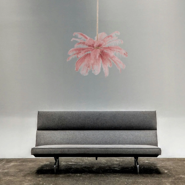 Nowoczesna lampa wisząca EMU ST-DN127 beige pióra beżowy złoty