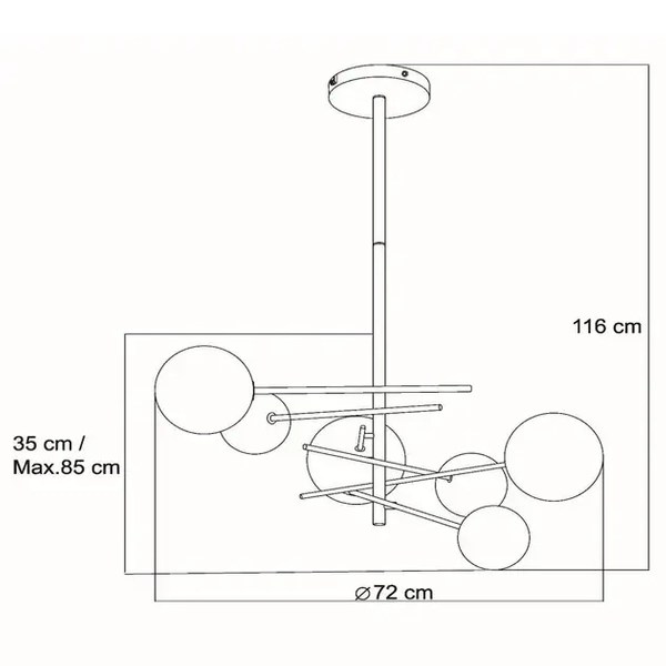 Przysufitowa lampa ALARA 46417/06/10 Lucide molekułowa złoty dymiony