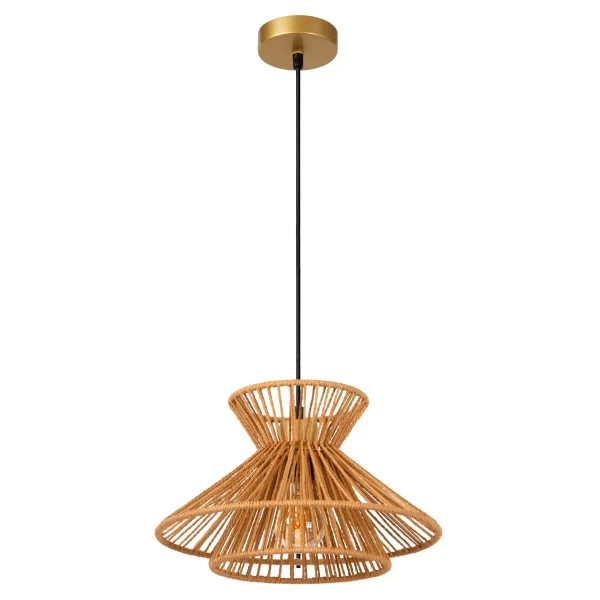 Ekologiczna lampa zwis TASMAN 10420/32/72 Lucide do salonu beżowa mosiądz