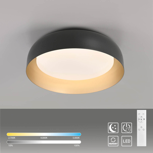 Nasufitowa lampa Osko 14215-18 LED 27,5W 2700-5000K okrągła czarna