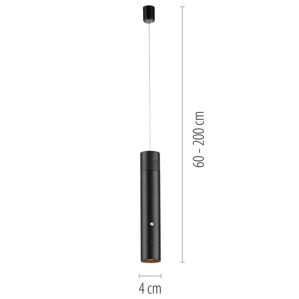 Lampa zwieszana ATTACH 18281-18 Just Light LED 3W 3000K tubka czarny
