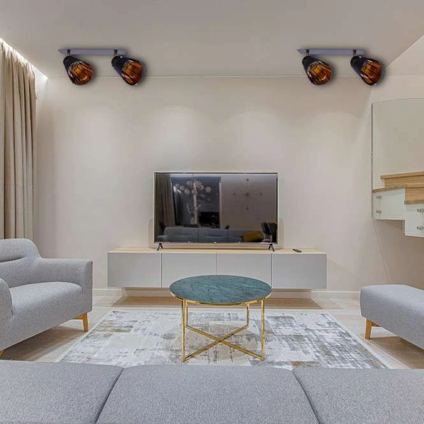 Loftowa LAMPA sufitowa RICK ML5566 Milagro druciana OPRAWA metalowe reflektorki SPOT na listwie czarny złoty