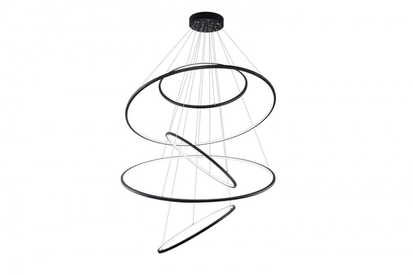 Ściemnialna lampa wisząca Wheel obręcze LED 190W 3000K czarne