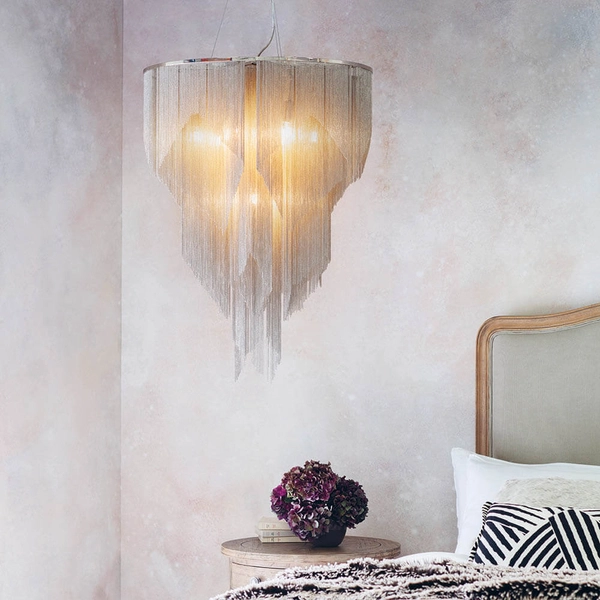 Żyrandol do sypialni Loire 76511 łańcuszki metalowe nikiel