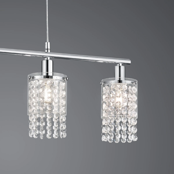 Glamour lampa wisząca Posh R30764006 szklana z kryształkami srebrna do salonu
