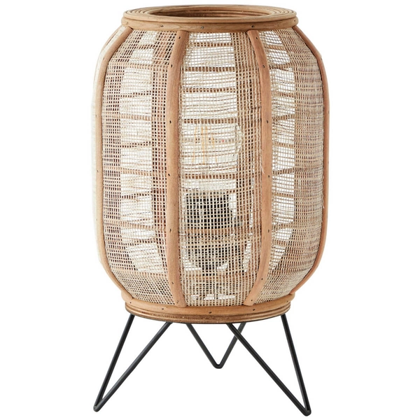 Stołowa lampka boho Tanah 93135/76 tuba do salonu beżowy czarny