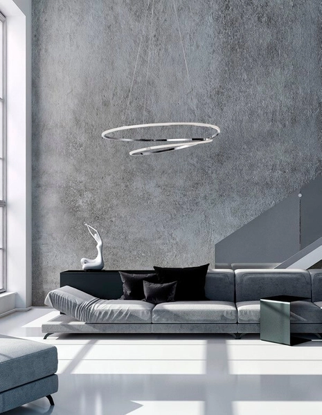 Designerska lampa wisząca Lanus nad łóżko LED 29W srebrna