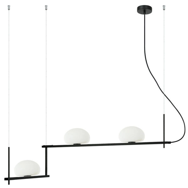 Lampa wisząca Kernio PND-357783-BK+W Italux belka kule białe czarne