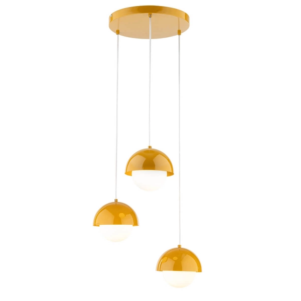 Lampa wisząca kaskadowa Bono 10266 bombki kopuła żółta biała