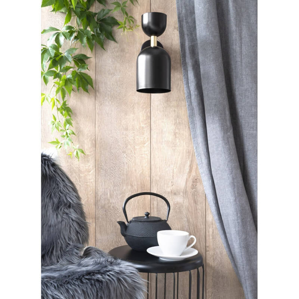 Metalowa lampa ścienna Supuru SUK13020 do salonu czarna mosiądz
