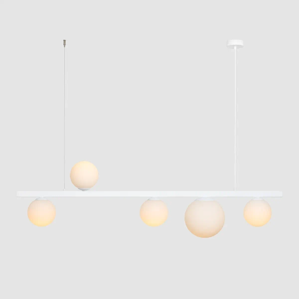 Molekułowa lampa wisząca GARDA 1099F nad wyspę szklana biała