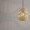 Pleciona lampa wisząca REYNOSA LE42949 nad łóżko beżowa czarna