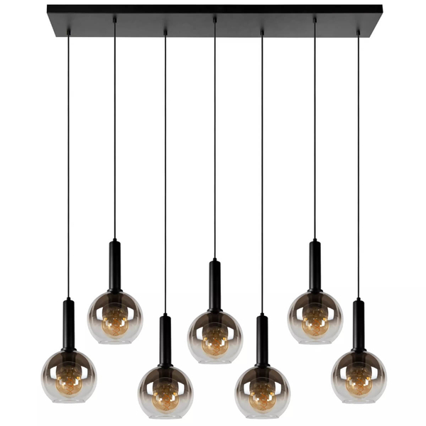 Wisząca lampa Marius kaskada nad stół czarna przydymiona