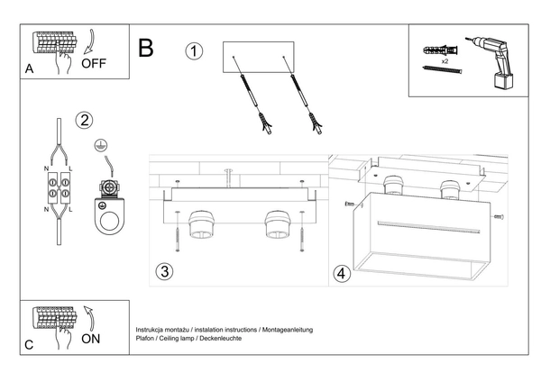 Natynkowa LAMPA sufitowa SL.0384 prostokątna OPRAWA metalowa downlight czarna