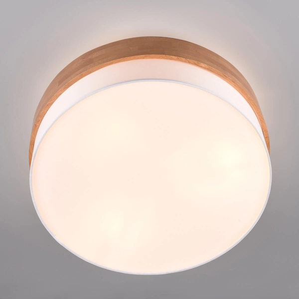 Owalna lampa nasufitowa SEASONS 611500301 Trio okrąg drewniany biały