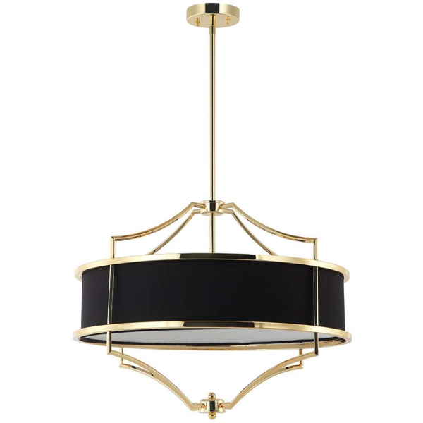 LAMPA okrągła Stesso Gold Nero M Orlicki Design wisząca OPRAWA w stylu klasycznym abażurowa czarna złota