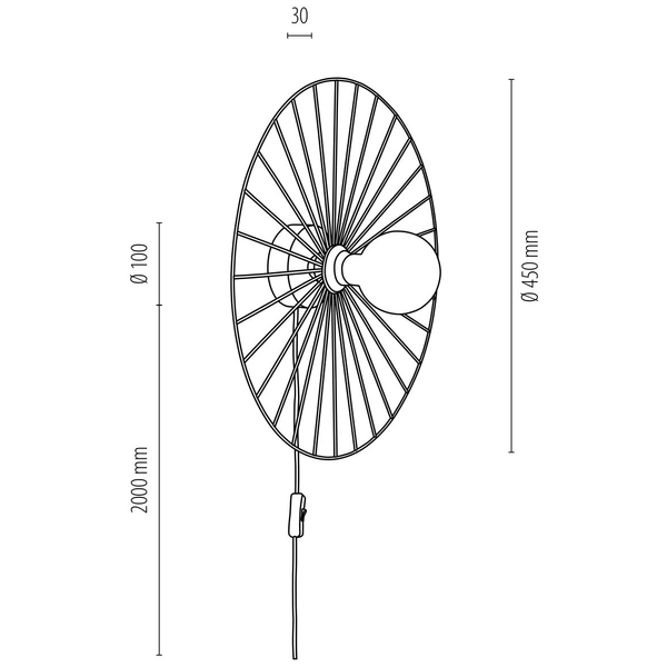 Loftowa lampa ścienna ANTONELLA 289249174 druciany kapelusz czarny drewno