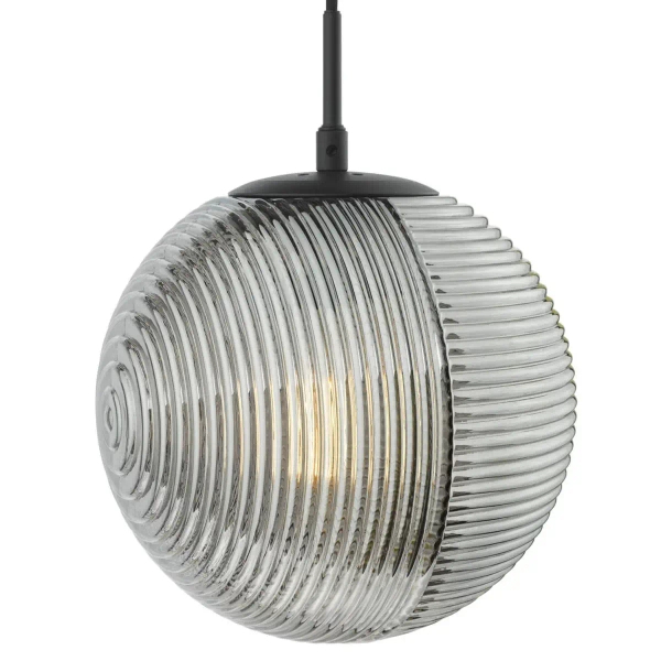 Kulista wisząca lampa Evander EVA0122 kula czarna przydymiona