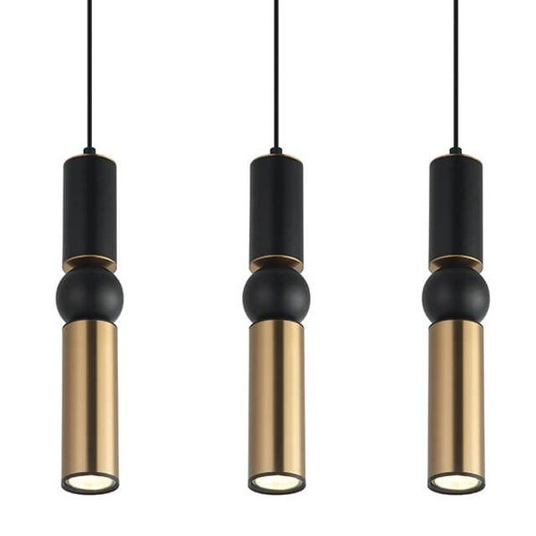 Nowoczesna lampa wisząca Isidora tuby do holu czarne złote