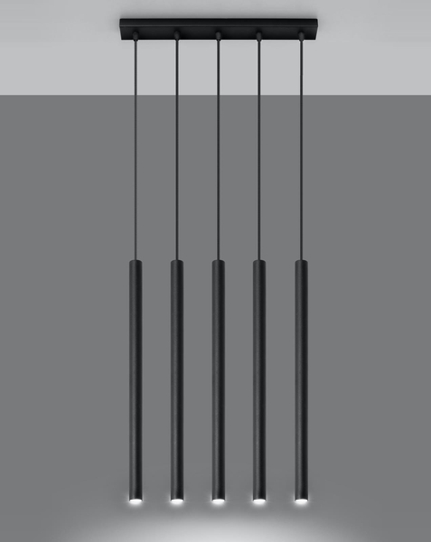 LAMPA wisząca Pastelo SL.0472 Sollux metalowa listwa zwis tuby sople czarne