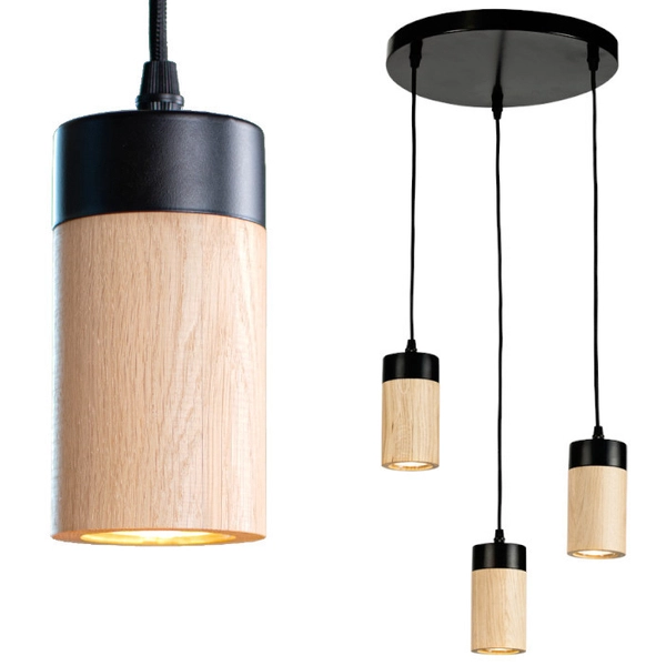 LAMPA wisząca ANNICK 1419304R Britop drewniana OPRAWA tuby ZWIS kaskada