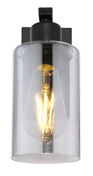 Ścienna lampa Hadera 15465W szklana czarna przydymiona