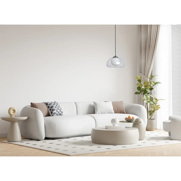 Szklana lampa wisząca Ainale PND-54637-1-BK-CL kula biała przezroczysta