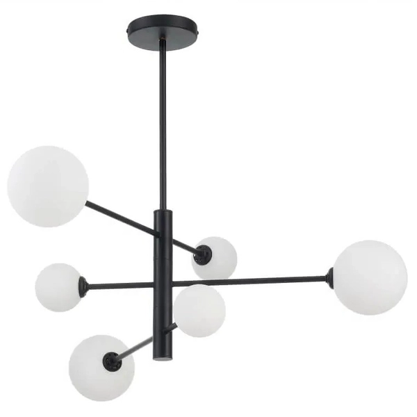 Loftowa LAMPA sufitowa DORADO LP-002/6P BK Light Prestige metalowa oprawa szklane kule plafon molekuły czarne białe