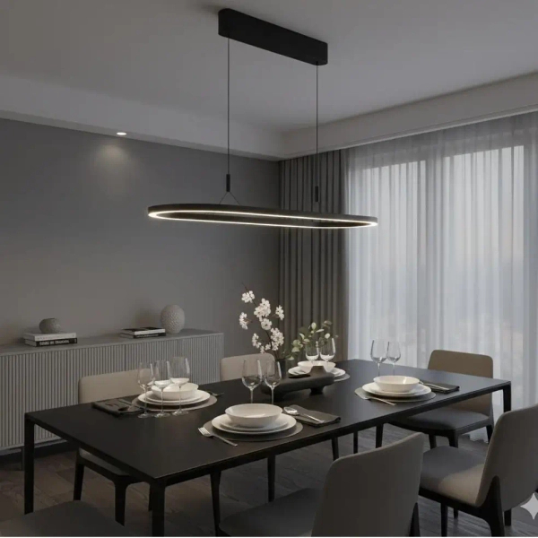 Wisząca nowoczesna lampa ściemnialna nad stół LAYLA LED 50W 3000K AZ6755 czarna aluminiowa