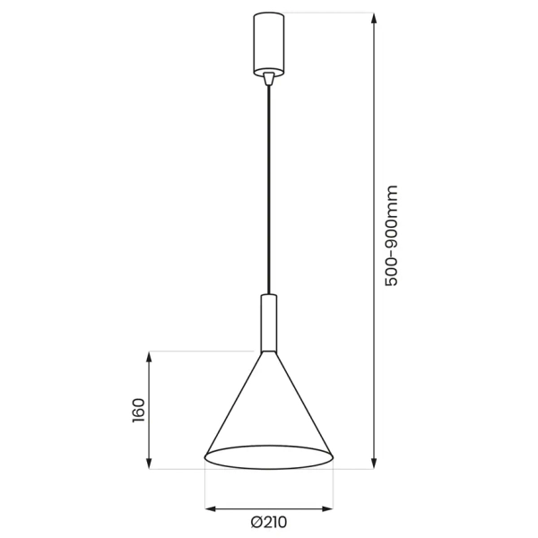 Stożkowa lampa wisząca PERU BLACK MLP0977 metalowa mosiądz czarna