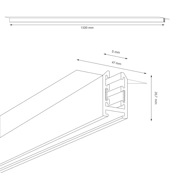 Szynoprzewód podtynkowy magnetyczny 150cm Magnetic Track ML2162 czarny