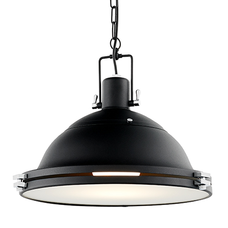 Industrialna LAMPA wisząca NAUTILIUS L 10269106 Kaspa metalowa OPRAWA okrągły ZWIS na łańcuchu czarny