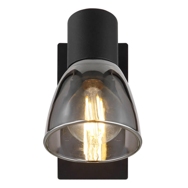 Lampa ścienna Claude 54307-1 z włącznikiem czarna przydymiona