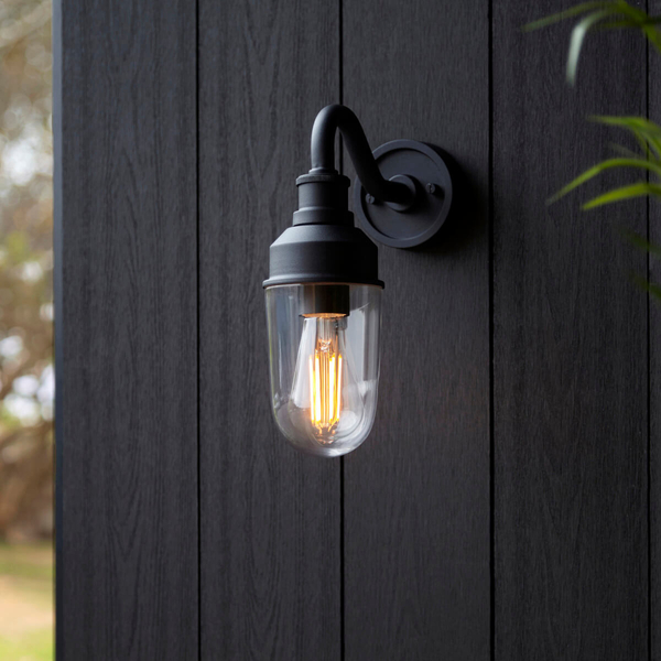 Metalowa lampa elewacyjna L&-195886 IP44 czarny przezroczysty