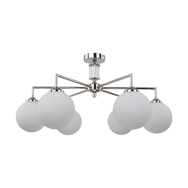 Sufitowa lampa szklana Artu Glass ART-PL-6 (N) G kule białe nikiel