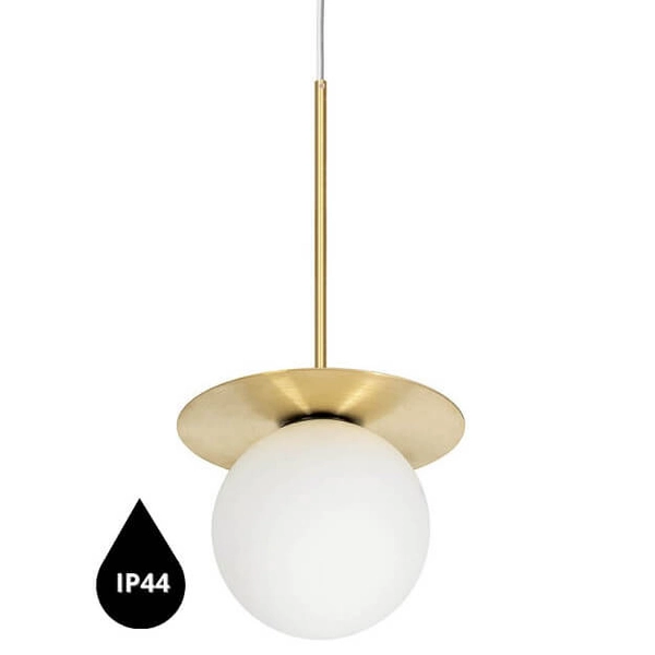 Szklana lampa wisząca Borra BRB131PS0 do łazienki kulista IP44 złota biała