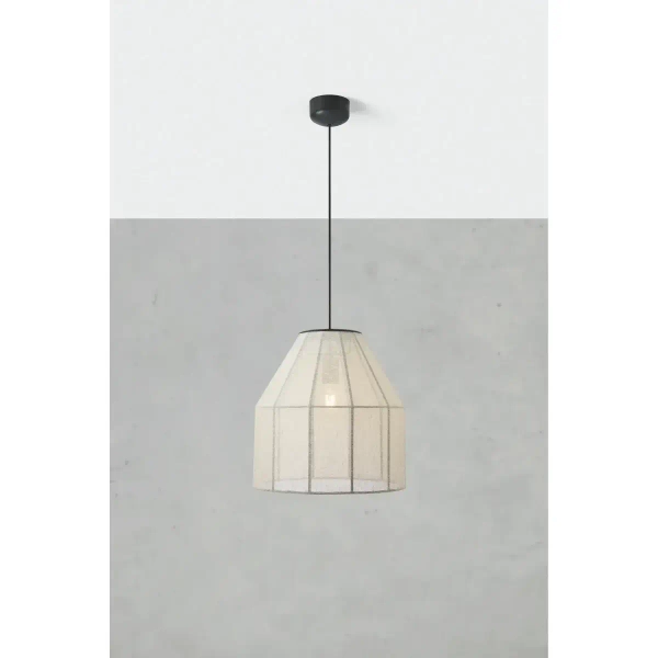 Japandi zwisająca lampa Aiko 108956 lniana beżowy czarny