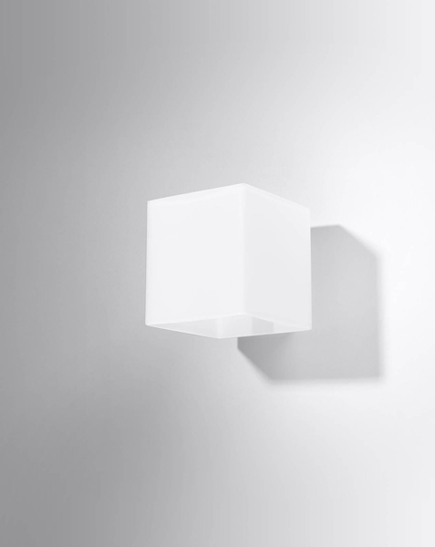 Kinkiet LAMPA ścienna SL.0212 szklana OPRAWA kwadratowa kostka cube przyścienna biała