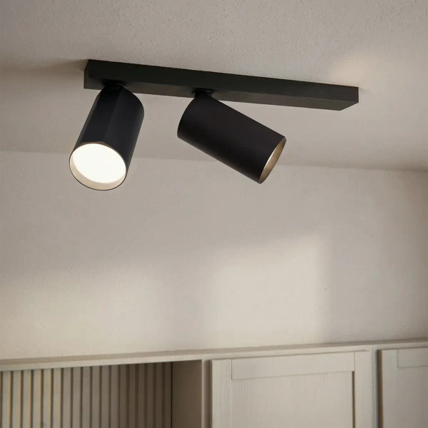 Sufitowa lampa do salonu Bora 1628 listwa z tubkami czarny