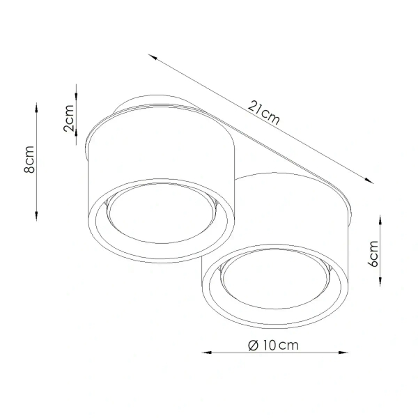 Plafon do salonu MODO oliwkowy SL.2463 2xGx53 metalowy downlight