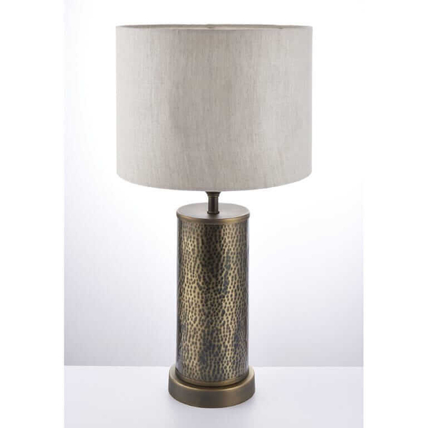 Nocna lampka z abażurem Indara 71591 Endon do sypialni brązowa beżowa