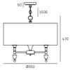 Wisząca lampa z abażurem Austin P05197BR-WH Cosmolight biały mosiądz