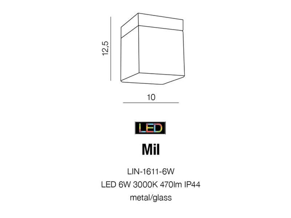Ścienna lampa łazienkowa Mil kostka LED 6W 3000K biała chrom