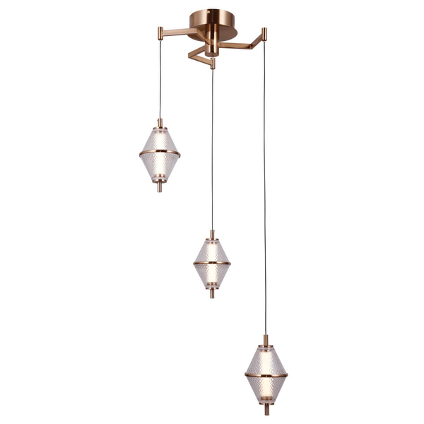 Zwieszana lampa Fuente PND-34395-3-HBR LED 45W 3000K złoty przezroczysty