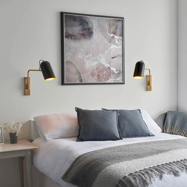 Regulowana lampa na ścianę Navren 93145 do czytania mosiądz czarny