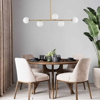 Loftowa LAMPA sufitowa GAMA 33334 Sigma modernistyczny plafon 5-płomienny molekuły złote