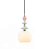Liniowa wisząca lampa 22153 ceramiczna kule do salonu mosiądz czarny